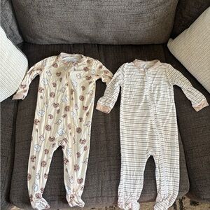 Baby Cream Cookie & Milk One-Piece Sleepers - 2 Pack
